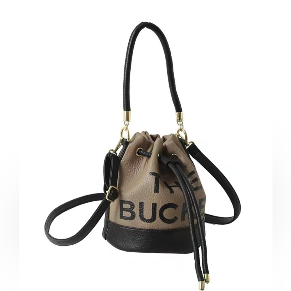 NWOT Khaki and Black Bucket Bag